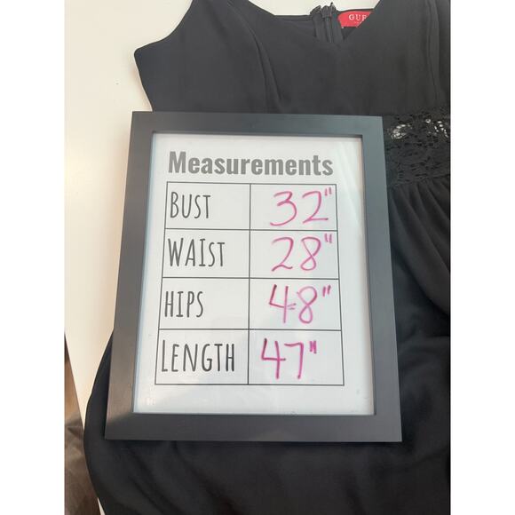 GUESS Dress Women's Maxi‎ Black Lace inset Boho, Romantic Spaghetti Strap Med - Picture 12 of 13